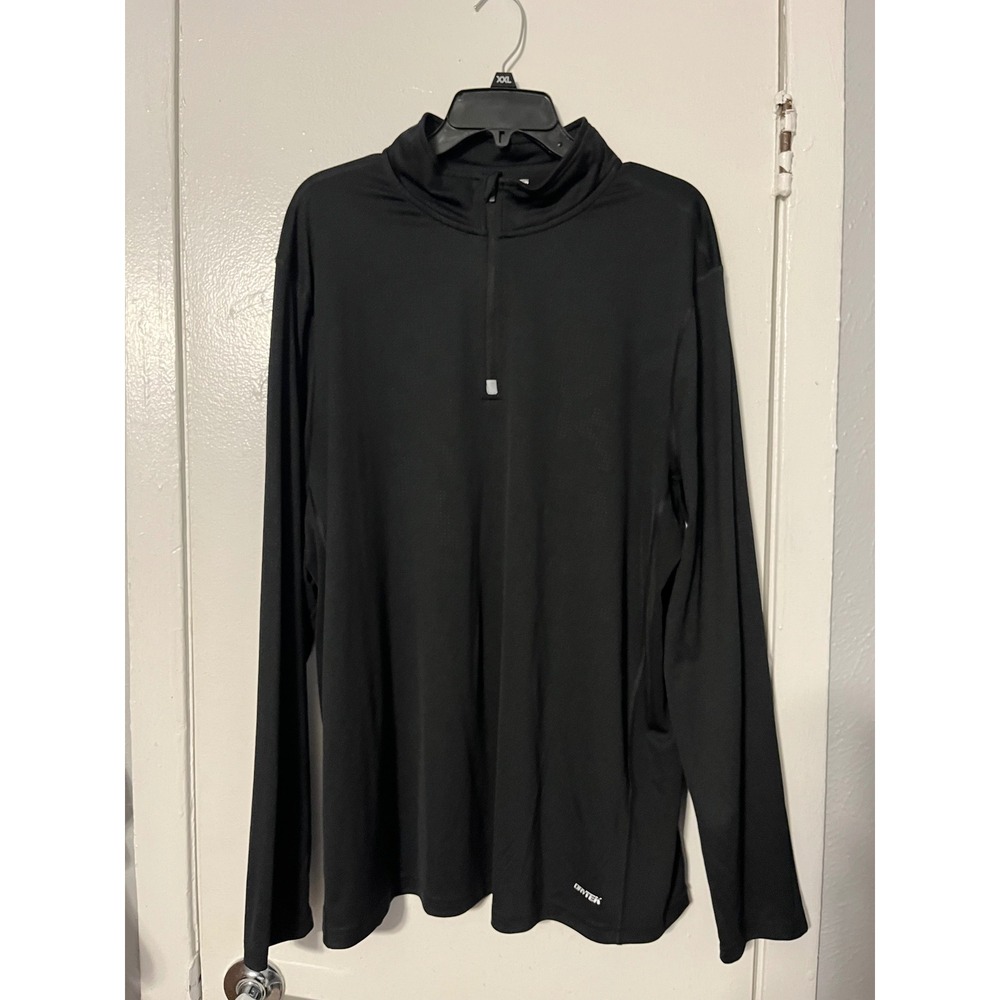 Tek Gear DryTek Mens XXL Black Quarter Zip Pullover Long Sleeve Active Top